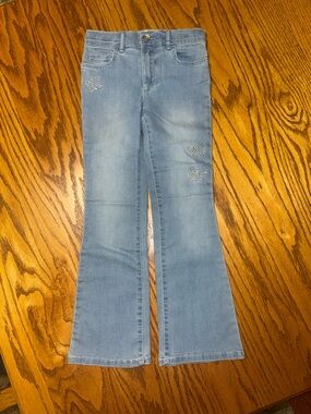 The Children's Place Light Blue Flare Jeans with Rhinestone Butterflies